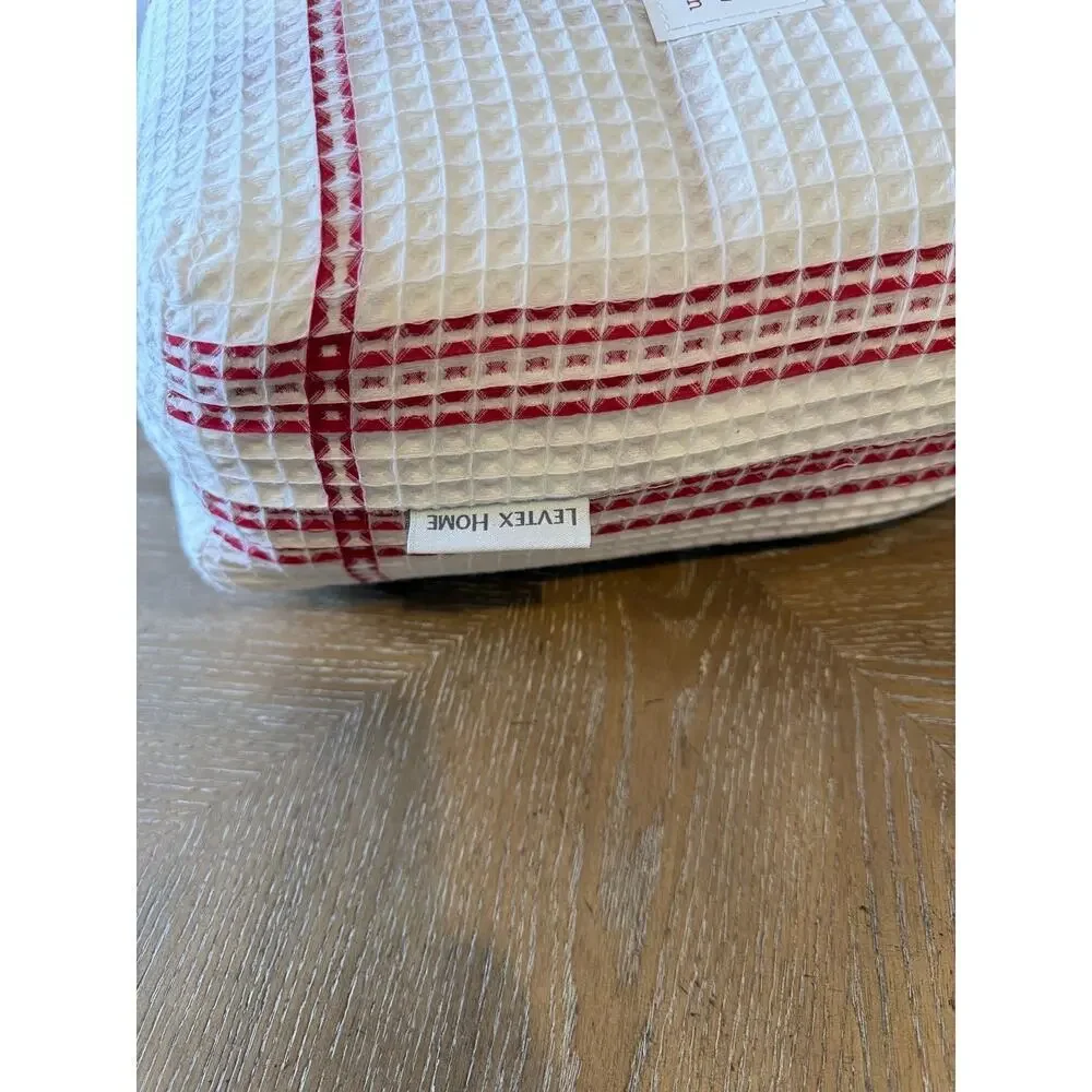 Levtex Peppermint Plaid Duvet Set Full Queen Red White Cotton Holiday NEW